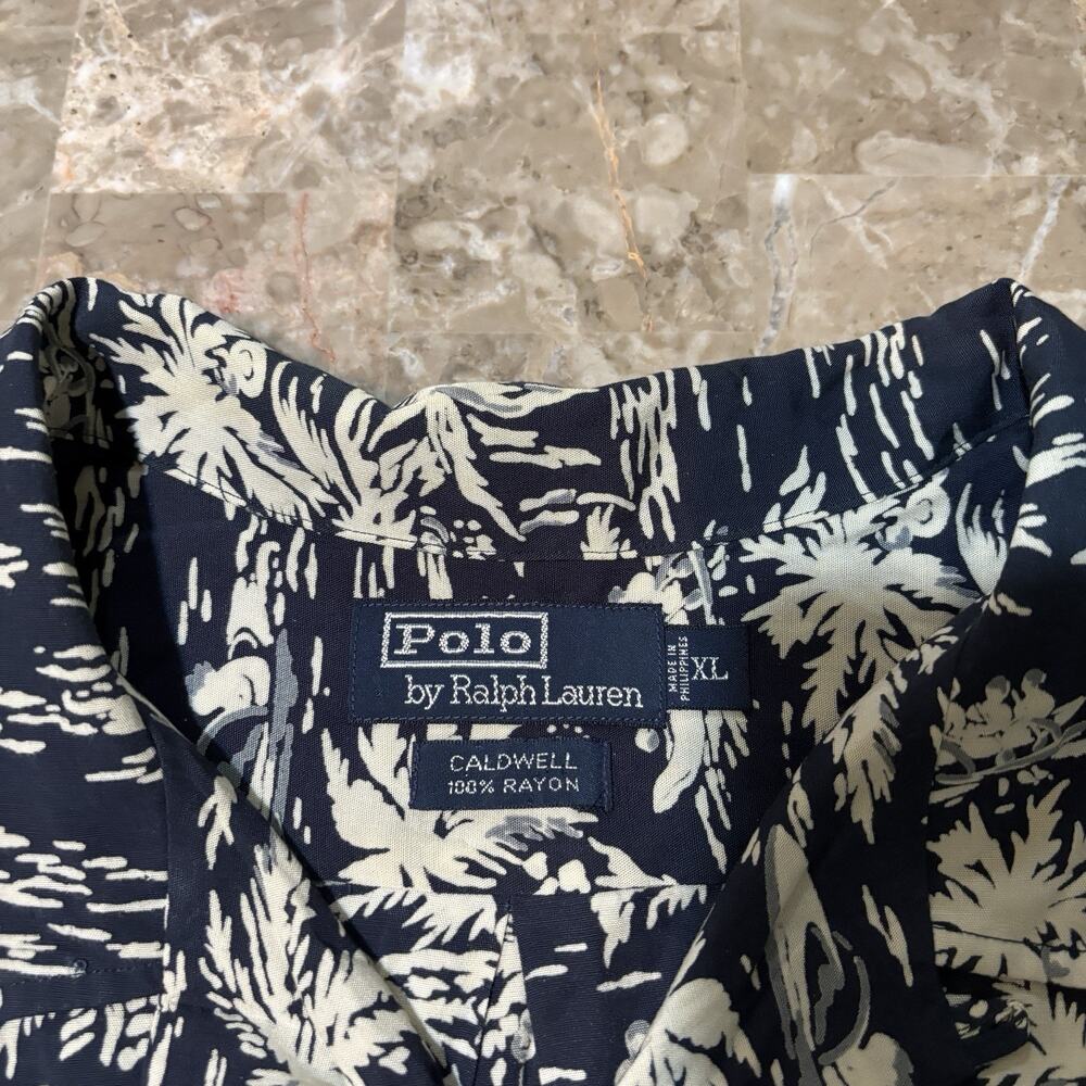 Polo Ralph Lauren Shirt Mens XL Caldwell 100% Rayon Short Sleeve Vintage 90s - Picture 3 of 9